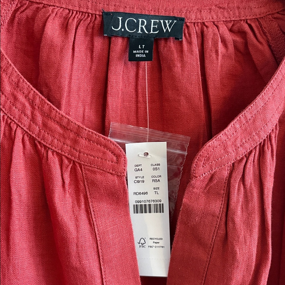 NWT J. Crew Cabana Dress in Linen Size Large Tall - Picture 6 of 11